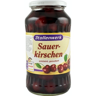 Stollenwerk 680/350g kivettömät hapankirsikat kalorit ja ravintosisältö - 73 kcal