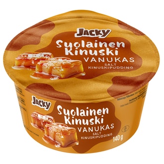 Jacky vanukas 140g suolainen kinuski kalorit ja ravintosisältö - 100 kcal