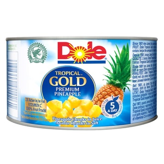 227/139g Dole Tropical Gold Ananaspaloja mehussa kalorit ja ravintosisältö