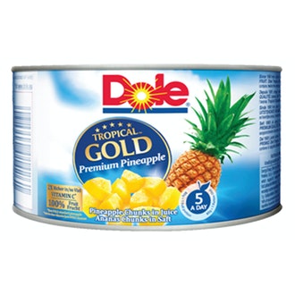 Dole Tropical Gold Ananas pikkupaloja ananasmehussa 227/139g kalorit ja ravintosisältö