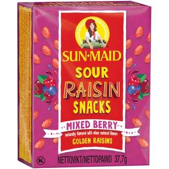 37,7g Sun-Maid Sour Raisin Snacks Mixed Berry kalorit ja ravintosisältö