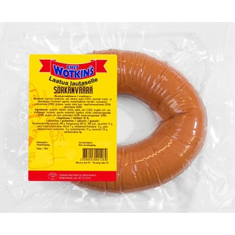 Chef Wotkins 370-400g Sörkanväärä ruokamakkara kalorit ja ravintosisältö