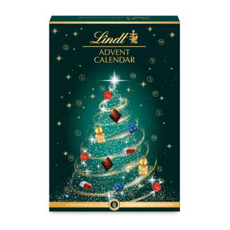Lindt Adventtikalenteri Puu valikoima suklaakonvehteja 221g kalorit ja ravintosisältö - 604 kcal