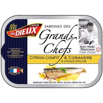 Les Dieux 115G Sardiinit Oliiviöljyssä Sokeroitu Sitruuna-Korianteri