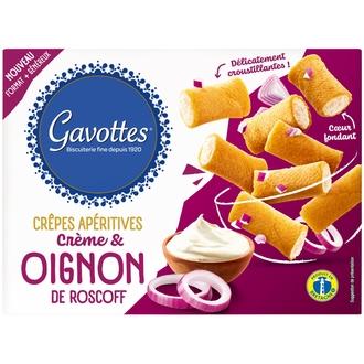 Gavottes Savoury Mini Crêpes suolakeksi sipuli & kerma 80 g kalorit ja ravintosisältö - 562 kcal