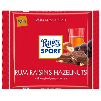 Ritter Sport 100g Rum Raisins Hazelnuts suklaa kalorit ja ravintosisältö