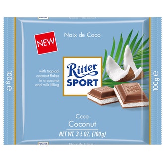 Ritter Sport coconut suklaalevy 100g kalorit ja ravintosisältö - 593 kcal