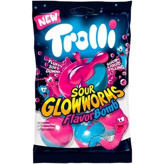 Trolli Flavor Bomb Sour Glowworms makeispussi 75g kalorit ja ravintosisältö