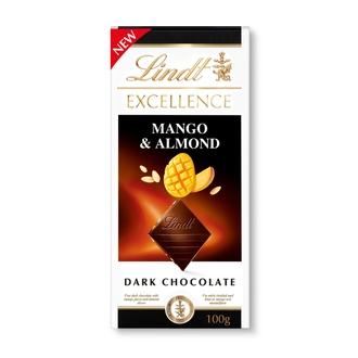Lindt EXCELLENCE Mango-manteli tumma suklaalevy 100g kalorit ja ravintosisältö - 534 kcal