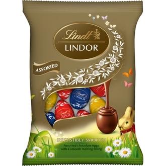 Lindt Lindor minimunat suklaa sekoitus, maito valko tumma suklaa täyte 90g kalorit ja ravintosisältö