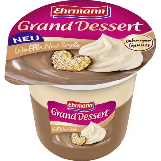Ehrmann Grand Dessert vanukas 190g hasselpähkinä-vohveli kalorit ja ravintosisältö - 115 kcal