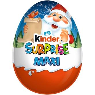 Kinder Maxi Surprise maitosuklaahahmo maitoisalla sisäpinnalla. sisältää lelun 100g Joulu kalorit ja ravintosisältö - 579 kcal