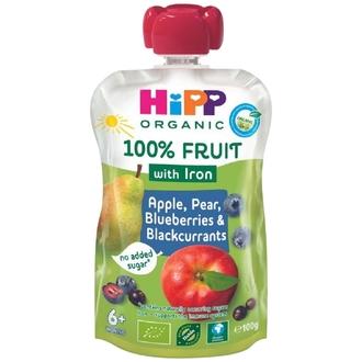 Hipp Hippis 100G Luomu Smoothie Omena Päärynä Marjat Ja Rautaa 6Kk kalorit ja ravintosisältö