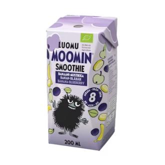 Moomin Luomu smoothie banaani-mustikka 200ml 8kk kalorit ja ravintosisältö - 53 kcal
