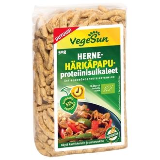 VegeSun 50g Herne-Härkäpapuproteiinisuikaleet kalorit ja ravintosisältö