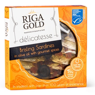 Riga Gold Kilohaili oliiviöljyssä gourmet mausteilla 120g/72g MSC kalorit ja ravintosisältö