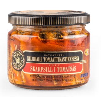 Old Riga savustettu kilohaili tomaattikastikkeessa 250g kalorit ja ravintosisältö