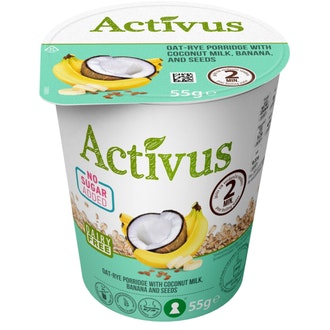 Activus puurokuppi 55g kookos banaani kalorit ja ravintosisältö