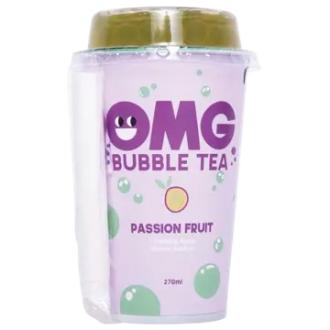 OMG Bubble tea Passiohedelmänmakuinen juoma vihreäteeuutteella ja omenanmakuiset geelipallot 270 ml kalorit ja ravintosisältö - 36 kcal