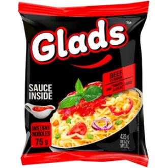 Glads Naudanlihanmakuinen nuudeli tomaatti-basilikakastikkeella 75 g kalorit ja ravintosisältö - 391 kcal