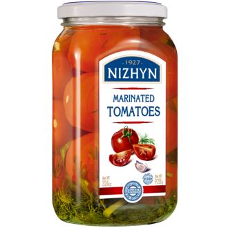 Nizhyn Marinoidut tomaatit 920/460g kalorit ja ravintosisältö