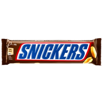 Snickers suklaapatukka (50 g) kalorit ja ravintosisältö