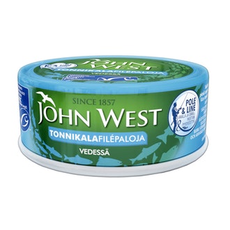John West Tonnikalafilépaloja vedessä MSC 145g/102g kalorit ja ravintosisältö