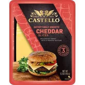Castello Burger Cheddar juusto 150g kalorit ja ravintosisältö