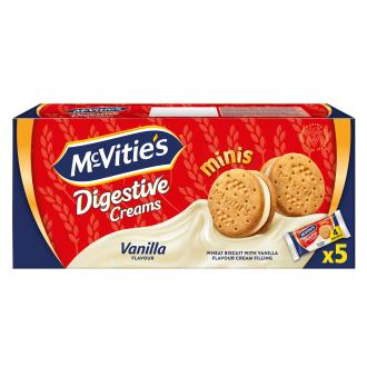 McVitie's Digestive Creams 185g mini vanilla täytekeksi kalorit ja ravintosisältö - 488 kcal