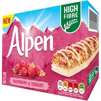 Alpen vadelma moniviljapatukka 5x29g kalorit ja ravintosisältö