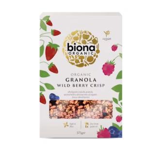 Biona luomu villimarjagranola 375g kalorit ja ravintosisältö - 459 kcal