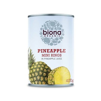 Biona ananasminirenkaat mehussa 400g/225g luomu kalorit ja ravintosisältö