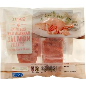 Tesco 330G 4 Skinless Wild Alaskan Salmon Fillets Lohifileepaloja 4Kpl
