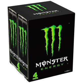 4-pack Monster Energy energiajuoma tölkki 0,5 L kalorit ja ravintosisältö