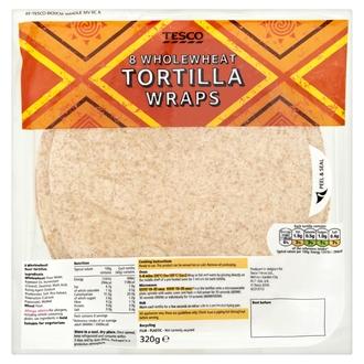 Tesco 320G Wholewheat Tortilla Wraps Täysjyvätortilla 8Kpl