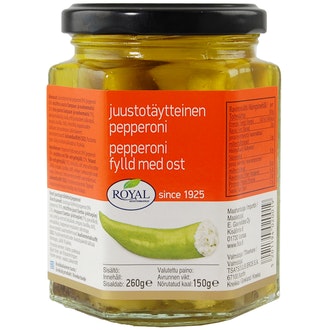 Royal juustotäytteinen pepperoni 260/150g kalorit ja ravintosisältö