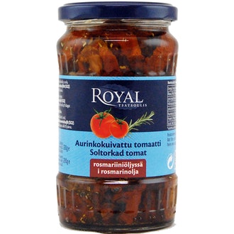 Royal aurinkokuivattu tomaatti rosmariiniöljyssä 330g/200g kalorit ja ravintosisältö