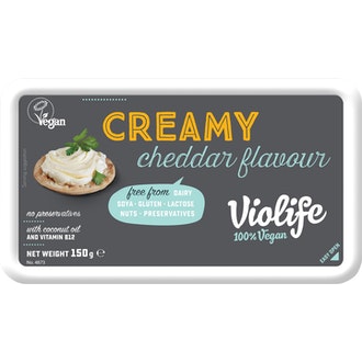 Violife Creamy Cheddar 150g kasvisrasvavalmiste kalorit ja ravintosisältö