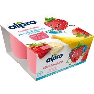 Alpro hapatettu soijavalmiste 4x90g mansikka-banaani kalorit ja ravintosisältö