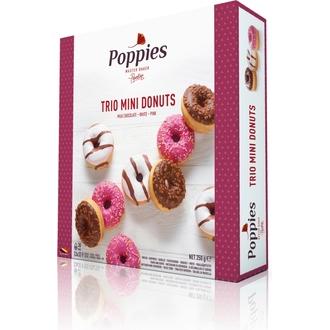 Poppies Trio minidonitsit 9 kpl 250 g kalorit ja ravintosisältö