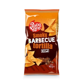Poco loco smoky barbecue tortilla chips 450g maissilastu kalorit ja ravintosisältö - 472 kcal