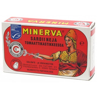 Minerva sardiineja 120g/85g tomaattikastikkeessa kalorit ja ravintosisältö - 178 kcal