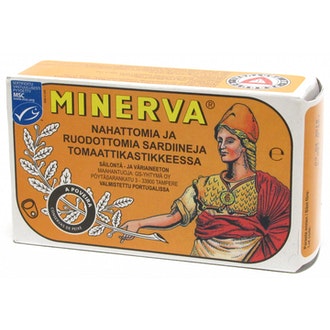 Minerva nahattomia ja ruodottomia sardiineja 120g/85g tomaattikastikkeessa kalorit ja ravintosisältö - 178 kcal