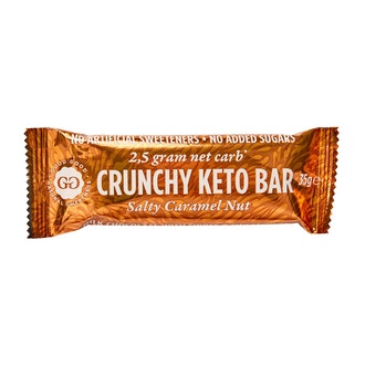 GoodGood Crunchy Keto Bar Salty Caramel Nut 35g kalorit ja ravintosisältö - 360 kcal
