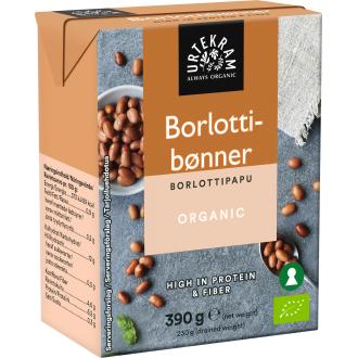 Urtekram Luomu Borlottipapu 390g/230g kalorit ja ravintosisältö - 89 kcal
