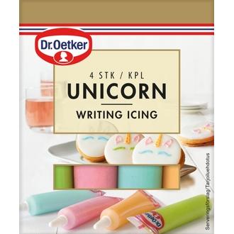 Dr. Oetker Unicorn writing icing 4 kpl 76g -koristelugeelit kalorit ja ravintosisältö - 386 kcal