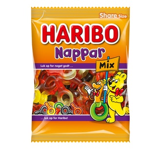 Haribo Nappar Mix 275g viinikumi ja lakritsi kalorit ja ravintosisältö