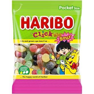 HARIBO Click Mix Sour 75 g karkkipussi kalorit ja ravintosisältö - 349 kcal