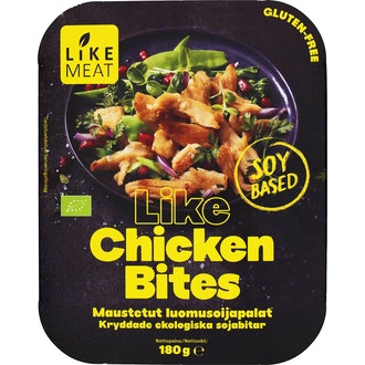 LikeMeat Organic Like Chicken Bites 180g esipaistetut soijaproteiini palat kalorit ja ravintosisältö