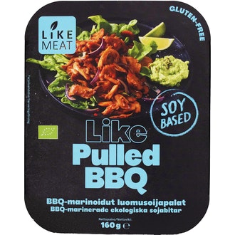 LikeMeat Organic Like Pulled BBQ 160g soijaproteiinipaloja kalorit ja ravintosisältö - 161 kcal